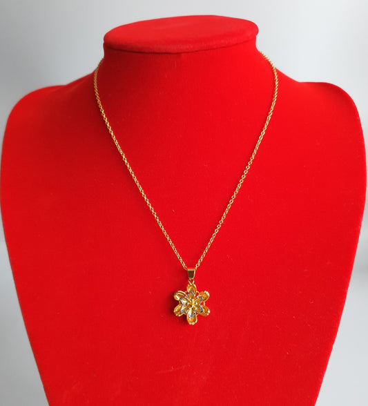 Gold Plated Chain and Flower Pendant
